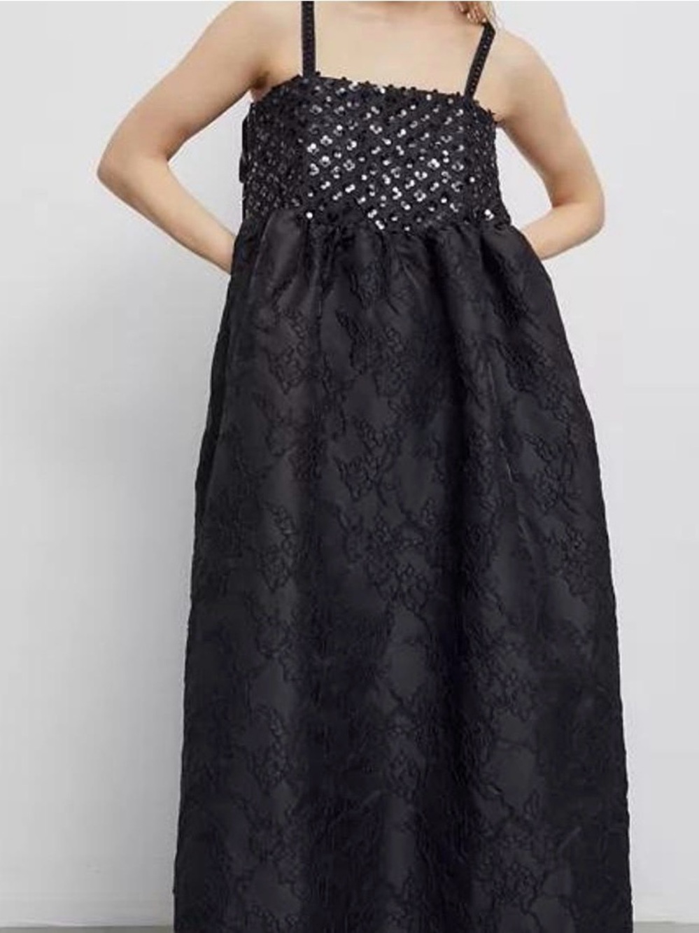 NWT Dream Sister Jane Black Sequin Lace Maxi Dress Size S
